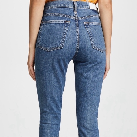 RE/DONE High Rise Ankle Crop Jeans in Medium Vintage Wash Sz 27 - Picture 2 of 10